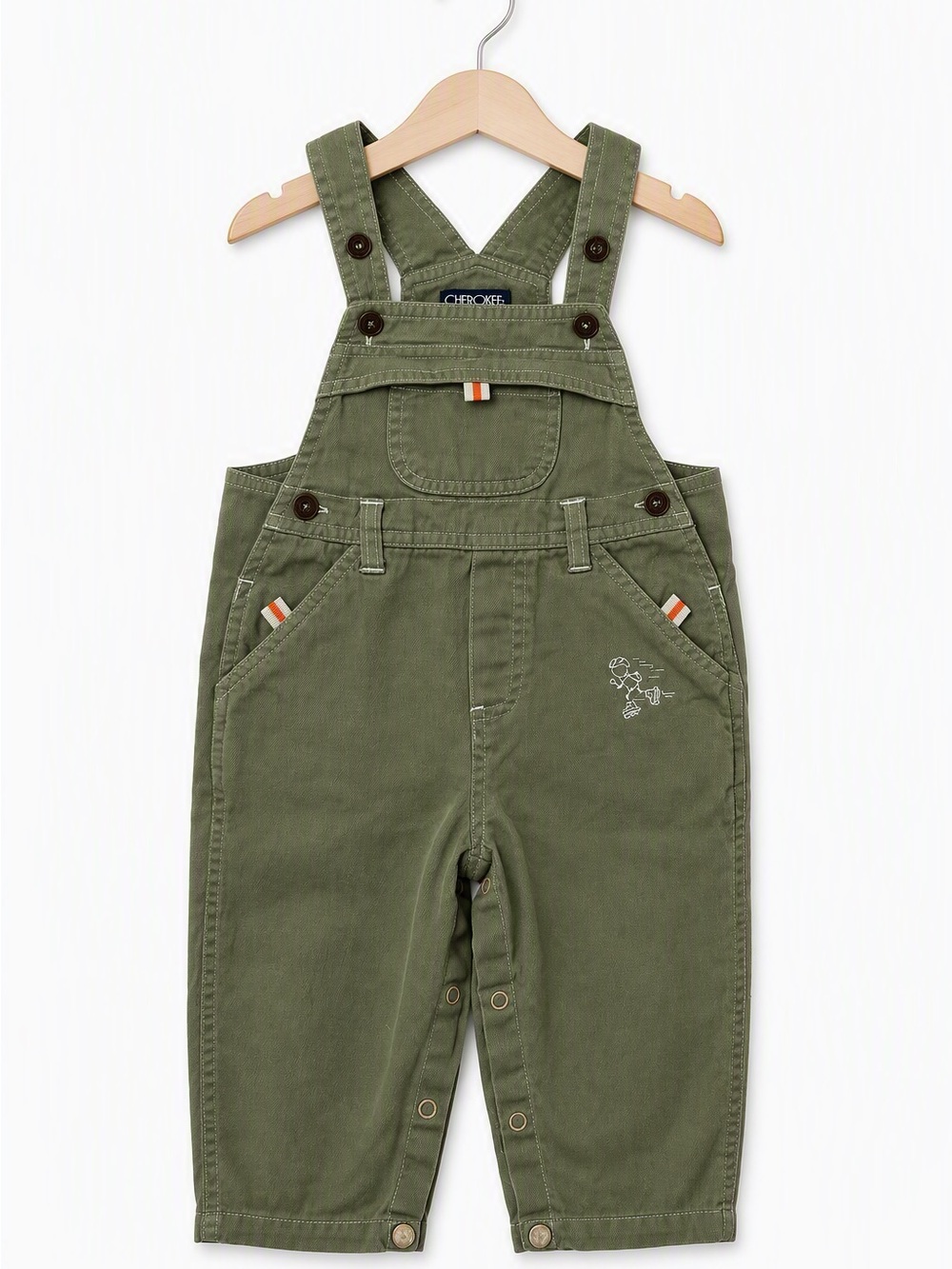 Vintage 90s Cherokee Sears Canada 100% Cotton Army Green Denim Overalls 18M